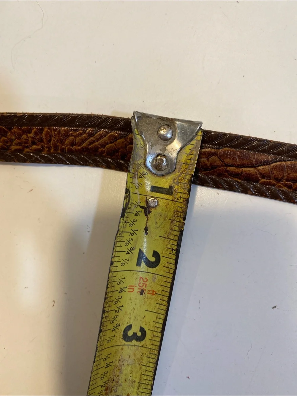 Brown Cowhide Leather Belt Msde In Paris with Antiqued Brass Buckle Sx 34